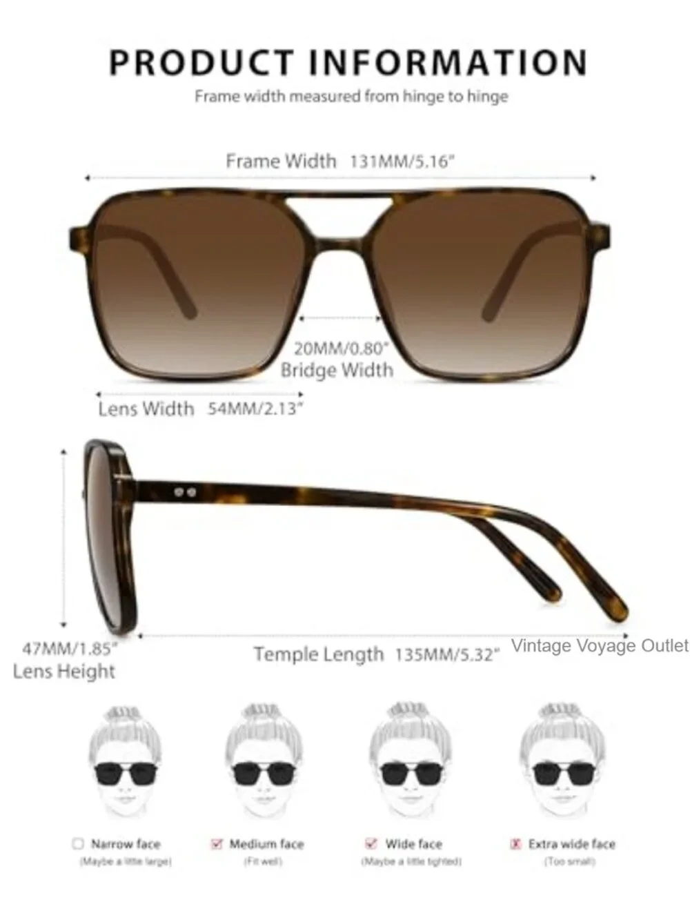Retro Double Bar Square Aviator Sunglasses UV400 Protection